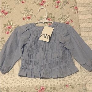 Zara Sky Blue Gathered Top